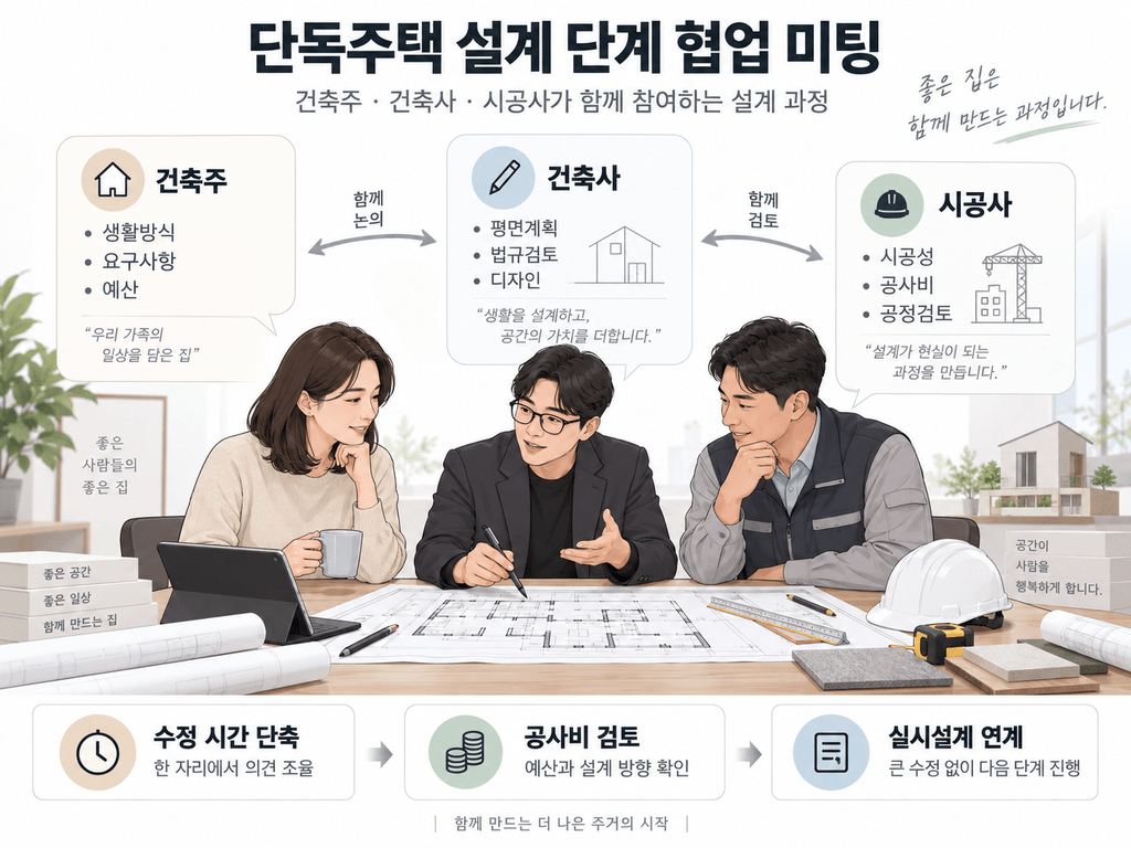 건축주.건축사.시공사가 함께 참여하는 설계 과정 이미지
