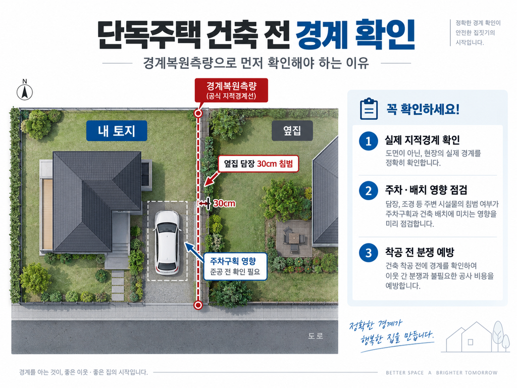 단독주택 건축전 경계확인 이미지