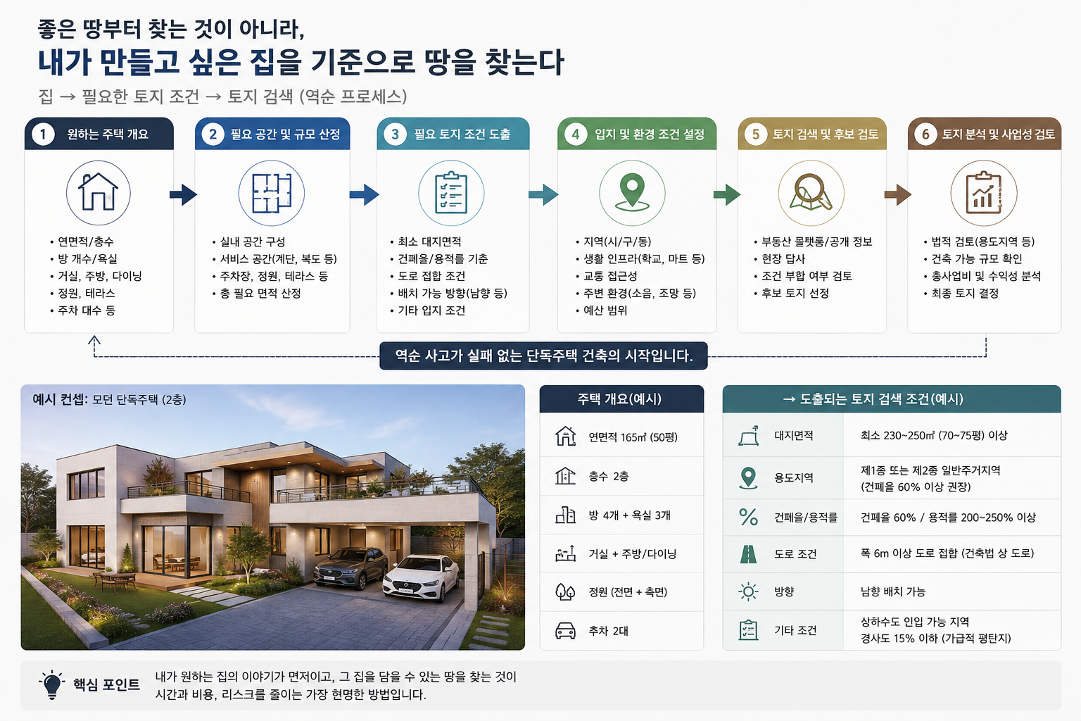 단독주택 건축 역순 프로세스